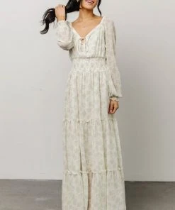 BB Custom Eden Smocked Maxi Dress | Sage Print Dresses
