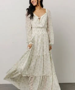 BB Custom Eden Smocked Maxi Dress | Sage Print Dresses