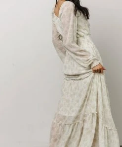 BB Custom Eden Smocked Maxi Dress | Sage Print Dresses