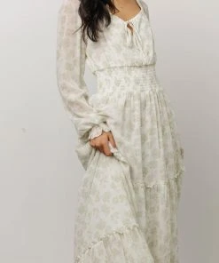 BB Custom Eden Smocked Maxi Dress | Sage Print Dresses