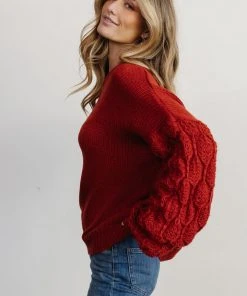 HAY Tops Edna Knit Sweater | Rust
