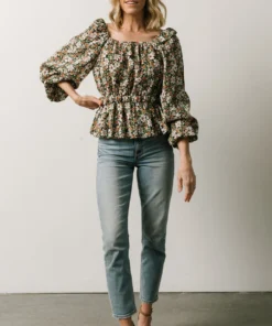 HAY Eileen Long Sleeve Peasant Top | Multi Floral