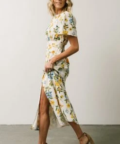 SL Eleanor Midi Dress | Yellow + Blue Floral