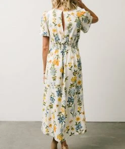 SL Eleanor Midi Dress | Yellow + Blue Floral