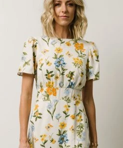 SL Eleanor Midi Dress | Yellow + Blue Floral