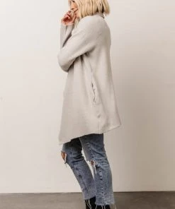 IL Ellison Lapel Cardigan | Light Gray Tops