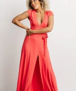 DD Dresses Elsa Wrap Dress | Pink Coral