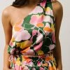 SL Emilia One Shoulder Crop Top | Pink + Green Floral Tops