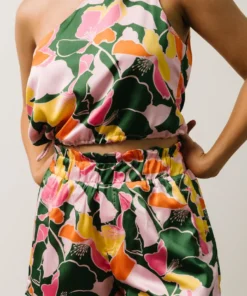 SL Emilia One Shoulder Crop Top | Pink + Green Floral Tops 9 SL Emilia One Shoulder Crop Top | Pink + Green Floral Tops