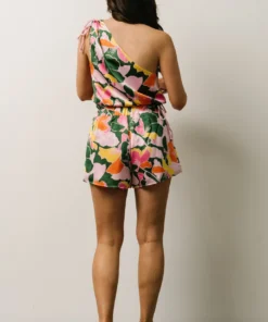 SL Emilia One Shoulder Crop Top | Pink + Green Floral Tops 12 SL Emilia One Shoulder Crop Top | Pink + Green Floral Tops