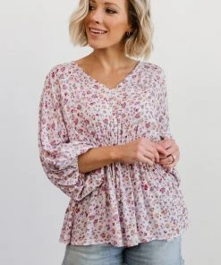 HAY Erica Boho Top | Dusty Purple Floral