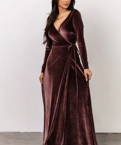 BB Custom Dresses Esmerelda Velvet Wrap Maxi Dress | Dusty Plum
