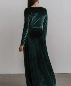 BB Custom Esmerelda Velvet Wrap Maxi Dress | Emerald Dresses
