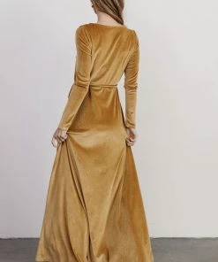 BB Custom Esmerelda Velvet Wrap Maxi Dress | Gold