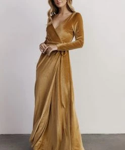 BB Custom Esmerelda Velvet Wrap Maxi Dress | Gold