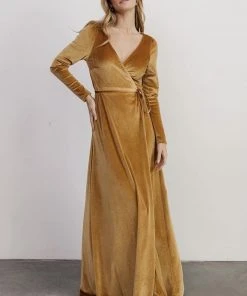 BB Custom Esmerelda Velvet Wrap Maxi Dress | Gold