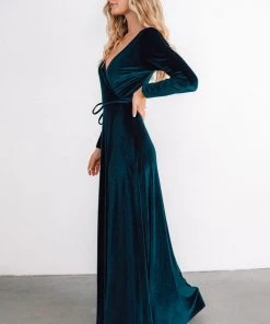 BB Custom Esmerelda Velvet Wrap Maxi Dress | Jade