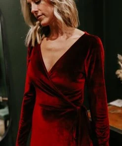 BB Custom Esmerelda Velvet Wrap Maxi Dress | Merlot Dresses