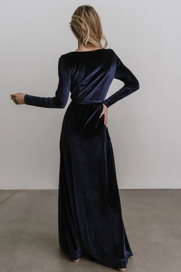 BB Custom Esmerelda Velvet Wrap Maxi Dress | Navy 7 BB Custom Esmerelda Velvet Wrap Maxi Dress | Navy