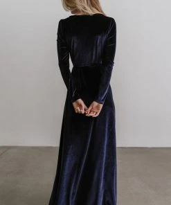 BB Custom Esmerelda Velvet Wrap Maxi Dress | Navy 10 BB Custom Esmerelda Velvet Wrap Maxi Dress | Navy