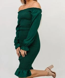 BB Custom Esther Smocked Midi Dress | Green 20 BB Custom Esther Smocked Midi Dress | Green