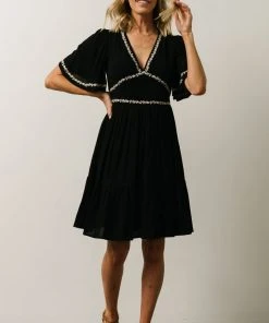 IL Evania Embroidered Mini Dress | Black