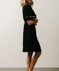 IL Evania Embroidered Mini Dress | Black