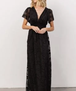 RR Evelyn Smocked Maxi Dress | Black