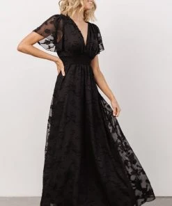 RR Evelyn Smocked Maxi Dress | Black