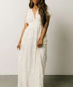 RR Evelyn Smocked Maxi Dress | Off White Dresses