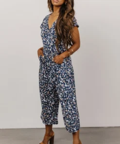 GIL Evie V Neck Jumpsuit | Navy Multi Floral