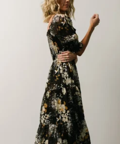BB Custom Fabian Jacquard Midi Dress | Black Floral 2 BB Custom Fabian Jacquard Midi Dress | Black Floral
