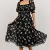 BB Custom Dresses Fabian Jacquard Midi Dress | Dark Green Floral