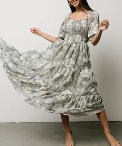 BB Custom Dresses Fabian Jacquard Midi Dress | Dusty Sage