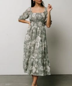 BB Custom Dresses Fabian Jacquard Midi Dress | Dusty Sage