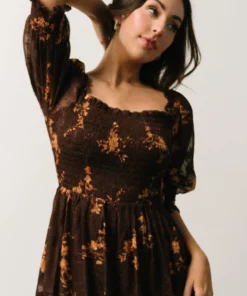 BB Custom Dresses Fabian Jacquard Midi Dress | Mahogany Floral 4 BB Custom Dresses Fabian Jacquard Midi Dress | Mahogany Floral