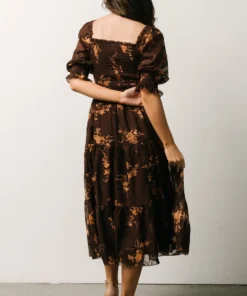 BB Custom Dresses Fabian Jacquard Midi Dress | Mahogany Floral 2 BB Custom Dresses Fabian Jacquard Midi Dress | Mahogany Floral