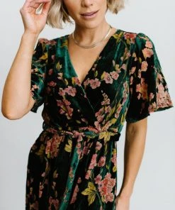 Baltic Born Fabric Swatch - Uma Velvet | Green Floral Fabric Swatches