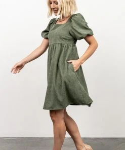 POL Felipa Corduroy Mini Dress | Dusty Green Dresses