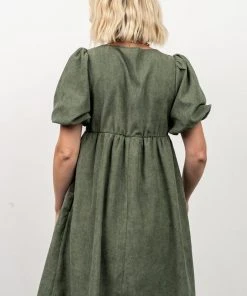 POL Felipa Corduroy Mini Dress | Dusty Green Dresses