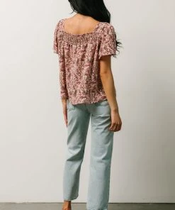 HAY Felix Peasant Top | Mauve Multi Floral