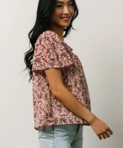 HAY Felix Peasant Top | Mauve Multi Floral