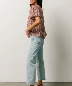 HAY Felix Peasant Top | Mauve Multi Floral