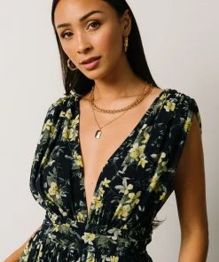 DD Flynn V-Neck Maxi Dress | Navy Floral Dresses