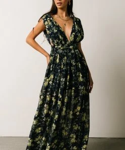 DD Flynn V-Neck Maxi Dress | Navy Floral Dresses
