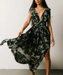 DD Flynn V-Neck Maxi Dress | Navy Floral Dresses
