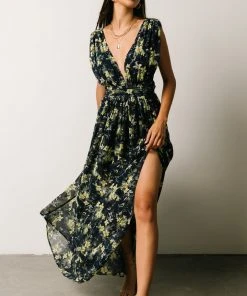 DD Flynn V-Neck Maxi Dress | Navy Floral Dresses