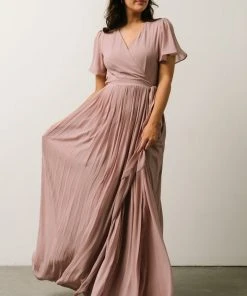 Soi Francine Pleated Wrap Maxi Dress | Dusty Rose