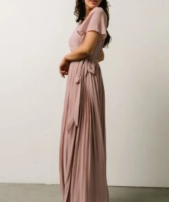 Soi Francine Pleated Wrap Maxi Dress | Dusty Rose