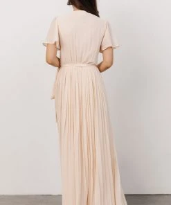 Soi Francine Pleated Wrap Maxi Dress | Light Peach Dresses